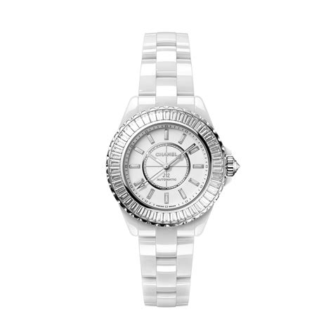 orologio chanel bianco|Orologio J12 Baguette Diamond Bezel Ceramica bianca .